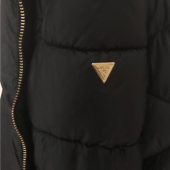 Guess Faux Fur Hooded Long Quilted Winter Puffer Jacket Coat Size M - Picture 10 of 13